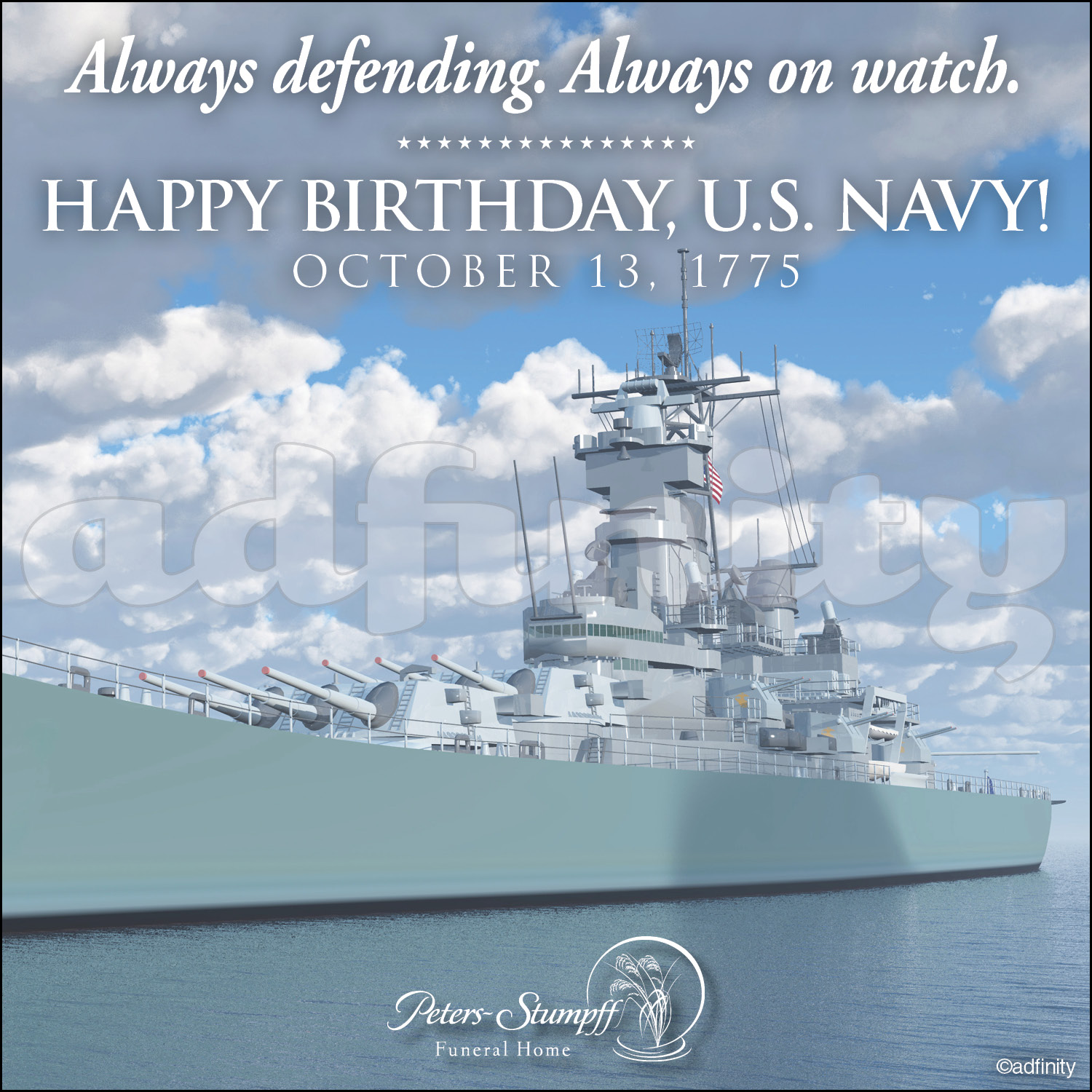 Always defending. Always on watch. Happy Birthday, US Navy! (Facebook) adfinity